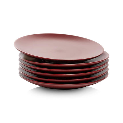 10 Strawberry Street Wazee Matte 8.25" Coupe Salad Plate, Set of 6, Red