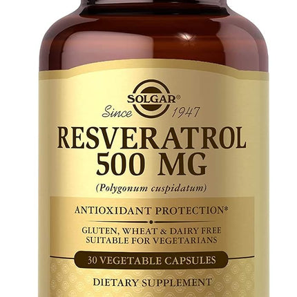 Solgar Resveratrol Vegetable Capsules, 500 mg, 30 