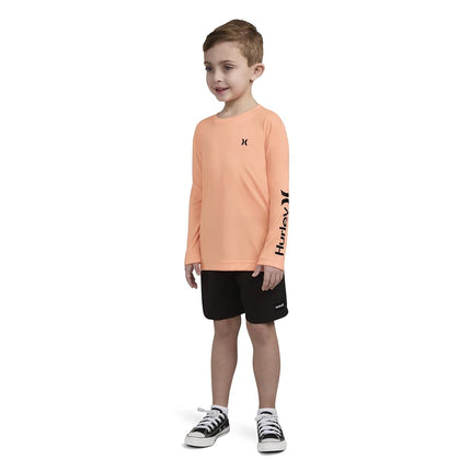 Hurley Boys' Long Sleeve UPF 50+ Rash Guard Swim Shirt, Sunset Glow Heather, 7