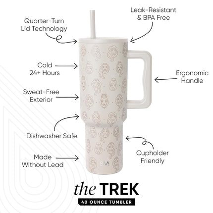 Simple Modern Disney 40 oz Tumbler with Handle and Straw Lid | Insulated Reusable Stainless Steel Water Bottle Travel Mug | Gifts for Women Men Him Her | Trek Collection | 40oz | Princess Icons