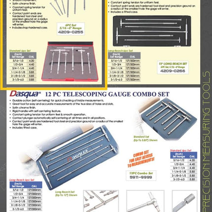 HHIP 4209-0255 Pro-Series 6 Piece 5/16-6" Bands Style Telescoping Gage Set
