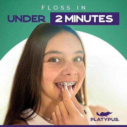 Platypus Orthodontic Flossers for Braces | Ortho Picks for Adults & Kids | Fits Under Arch Wire | Non-Damaging | Encourage Flossing Habits | Floss Teeth in Less Than Two Minutes | 40 Count (Pack of 1)