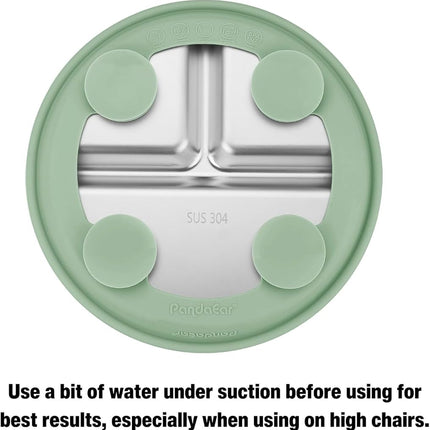 PandaEar 3 Pack Stainless Steel Baby Suction Plates with Lids (Blue)