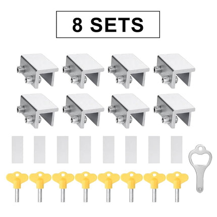 ZRFCXE Window Locks,8 Pack Sliding Window Locks with Key for Vertical & Horizontal Sliding Windows Doors,Easv to Install,Adjustable Security Window Lock for Patio Bedroom Home and Office (Silver)