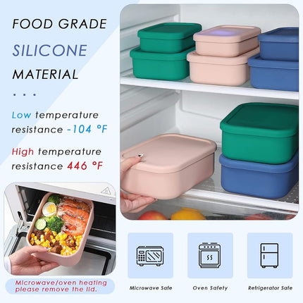 Keweis Silicone Food Storage Containers, Set of 3 Bento Lunch Box Containers with Lids, Hard-Shell Silicone, Airtight, Microwave, Dishwasher and Freezer Safe (10oz, 23.6oz, 44oz) (Dark Blue) (CGJ-1)