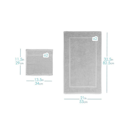 Hearth & Harbor 100% Ring Spun Cotton Bath Mat Towels - Luxury Towels - Ultra Soft & Highly Absorbent, Bathroom Towels, Floor Mat - Gray