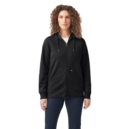 Sudadera con capucha de forro polar Dickies de peso pesado con cremallera completa para mujer, punto negro, talla extra grande, punto negro, talla extra grande