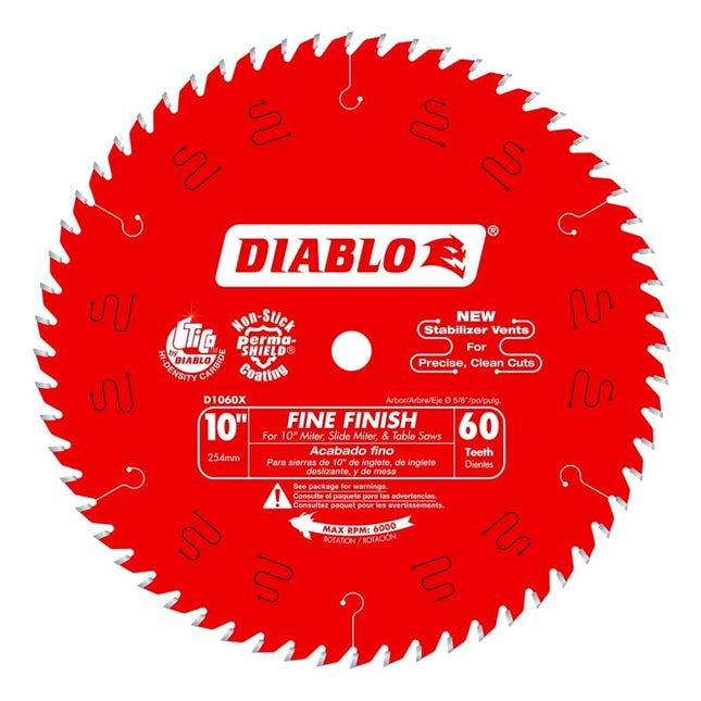 Freud Diabo by D1060X 10" x 60 Tooth Fine Finish Saw Blade