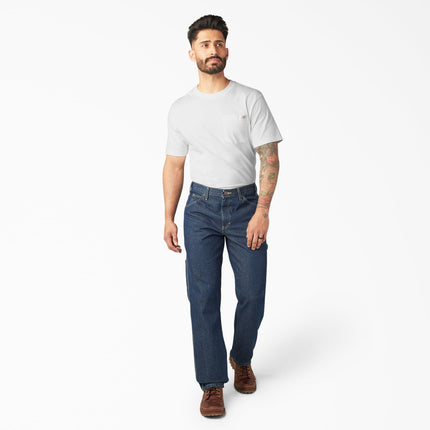 Dickies, Hombre, Jeans utilitarios de mezclilla relajados, Azul índigo enjuagado, 32W / 34L