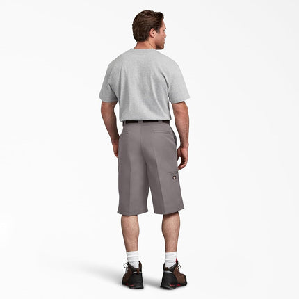 Dickies Men's Loose Fit Flat Front Work Shorts, 13", Silver, 36 Regular