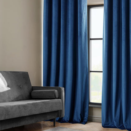 HPD Half Price Drapes Heritage Plush Velvet Curtains for Living Room 50 X 108 (1 Panel), VPYC-198604-108, Pisces Blue