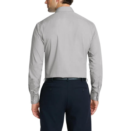 Van Heusen Men's Dress Shirt Fitted Poplin Solid, Light Grey, 18.5" Neck 36"-37" Sleeve
