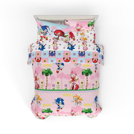 Franco Sonic The Hedgehog Girl Anime Kids Bedding Super Soft Comforter and Sheet Set with Sham, 7 Piece Full Size, (Official Licensed Product)