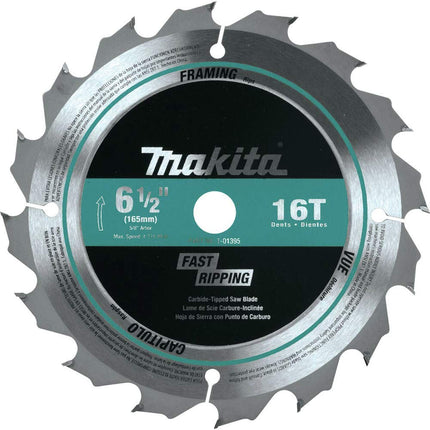 Makita T-01395 16T Carbide-Tipped Saw Blade, General Contractor, 6-1/2"
