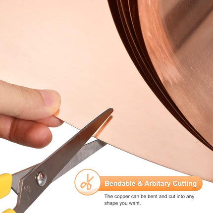 uxcell Copper Sheet Roll 3500mm x 200mm x 0.06mm, 99.9% Pure Copper Strip 8" x 11.5ft 23 Gauge Copper Flashing Metal Foil Plate for Electricity DIY Projects (Multiple Sizes)