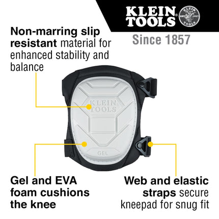 Klein Tools 60896 Knee Pad, Non-Marring, Gel-Like Padding, Semi-Round Stabilizing Knee Pads with Adjustable Straps for Construction and Flooring