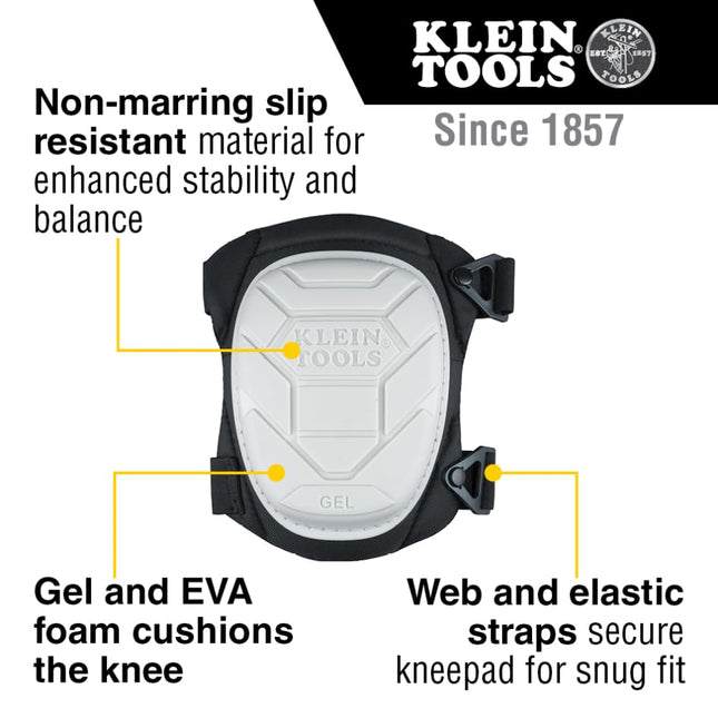 Klein Tools 60896 Knee Pad, Non-Marring, Gel-Like Padding, Semi-Round Stabilizing Knee Pads with Adjustable Straps for Construction and Flooring