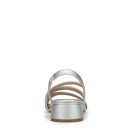 LifeStride Women's Joy Strappy Sandal Heeled, Silver, 7 Wide