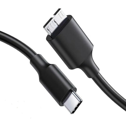 Câble USB C vers Micro B AlyKets, Cordon de Données USB 3.0 vers USB C pour Disque Dur Externe Western Digital WD My Book Toshiba, Canon powershot, Caméra Live Wiev, 1m