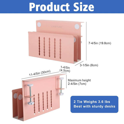 LUKETURE Desk Side Storage, 2 Tier Steel Hanging Organizer, No Drill Side Desk Organizer, Laptop Holder, with Pen Holder, Hanging Table Storage for Office Home, Fits Flat Edge Tables 0.3" to 2.8"
