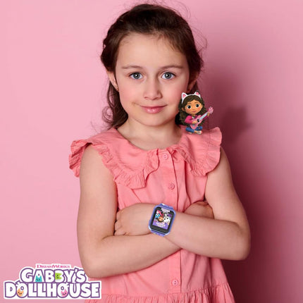 Accutime Gabby's Dollhouse GAB4007 Kids Smart Watch Selfie Camera Photo Video Stopwatch 6 Games 3 Backgrounds 10 Dials Dictaphone Fitness Tracker Watch Alarm Clock Purple, Lilac, 40 Millimeter, Modern