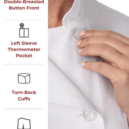 Chef Works B499-S Women's Le Mans Chefs Jacket, Small, White