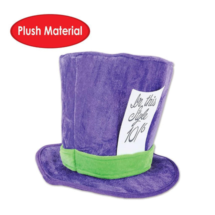 Beistle A Creation 60059 Plush Mad Hatter Hat, Fabric, Purple/Green, Adult