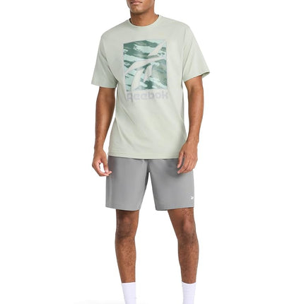 Reebok Apparel Men's Jumpstart 8” Short, Standard Fit, Lightweight Poly Fabric, Grey, Small