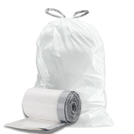 Plasticplace Custom Fit Trash Bags, Compatible with Simplehuman Code N (200 Count) White Drawstring Garbage Liners 12-13 Gallon / 45-50 Liters, 22.5" x 31.5"