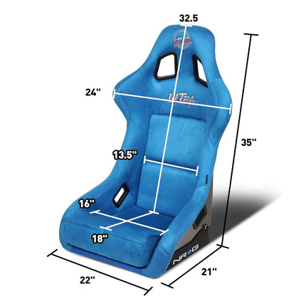 NRG Innovations NRG-FRP-302BL-ULTRA Universal Fixed Back Bucket Racing Seat for 6-Point Harnesses, Size L, Blue Seat Cover