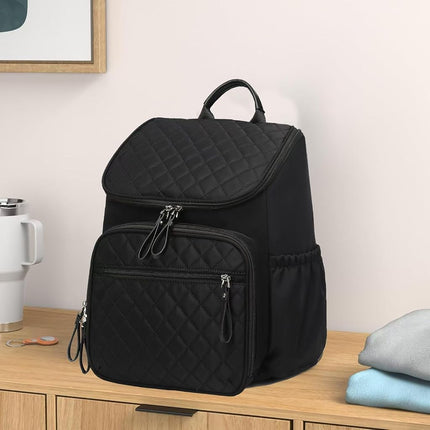LORADI Diaper Bag Backpack with Storller Clips, Water-Resistant Travel Backpack with Anti-Theft Pocket, Black, Large