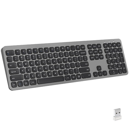Clavier sans fil cimetech, Clavier pleine taille avancé 2.4G avec pavé numérique, Clavier ergonomique silencieux 110 touches, pour ordinateur portable, de bureau, PC, Mac, Windows 10/8/7/XP, pile incluse - Gris