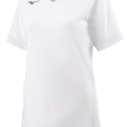Camiseta de voleibol de manga corta Mizuno Youth Spike para niña, blanco, talla M