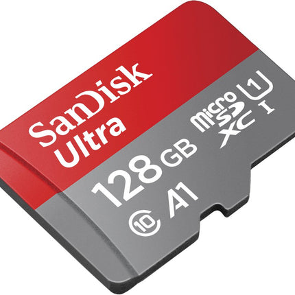 SanDisk 128GB Ultra microSDXC card + SD adapter up to 140 MB/s with A1 App Performance UHS-I Class 10 U1 - Twin Pack