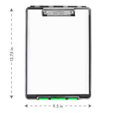 Dexas 5717-802 Clearview Clipcase Clipboard, Steel, Green, 13.75 X 9.5 Inch