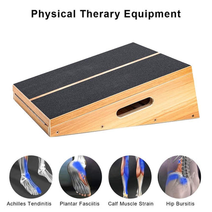 StrongTek Large Wooden Slant Board Adjustable Calf Stretcher Portable