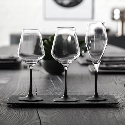 Villeroy & Boch - Manufacture Rock White Wine Glass Set 4 Pieces 380 ml Black, Dishwasher Safe, Black Wine Glasses, Crystal Glass