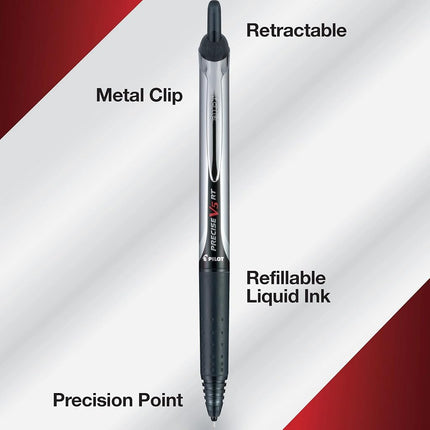 PILOT Precise V5 RT Liquid Ink Refill For Retractable Pens, Extra Fine Point (0.5mm) Red Ink, 2-Pack (77275)