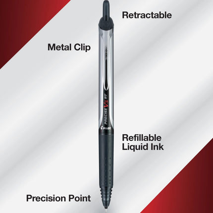 PILOT Precise V5 RT Liquid Ink Refill For Retractable Pens, Extra Fine Point (0.5mm) Red Ink, 2-Pack (77275)