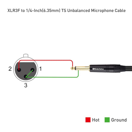 XLR Female TO 6.35mm TS - 6 Feet