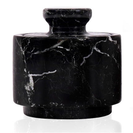 Marble Salt Cellar with Lid 3" Black Zebra Stone S