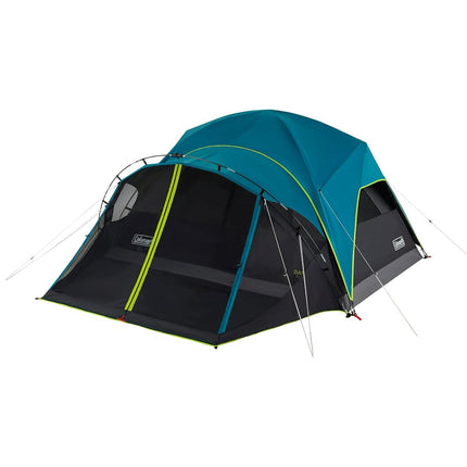 Coleman Camping Tent with Screen Room | 4 Person Carlsbad Dark Room Dome Tent with Screened Porch, Green/Black/Teal (Teal, Black, Blue)