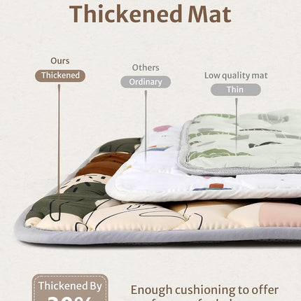 Blissful Diary Baby Play Mats for Floor, 127×127cm Crawling Mat, Thicken Soft Padding Foam Playmats for Babies and Toddlers Infants, Foldable and Machine Washable, Boho Design