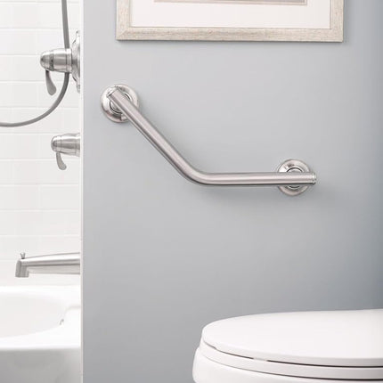 Barre d'appui coudée Moen R8716D1GBN Home Care de 40,6 cm, nickel brossé