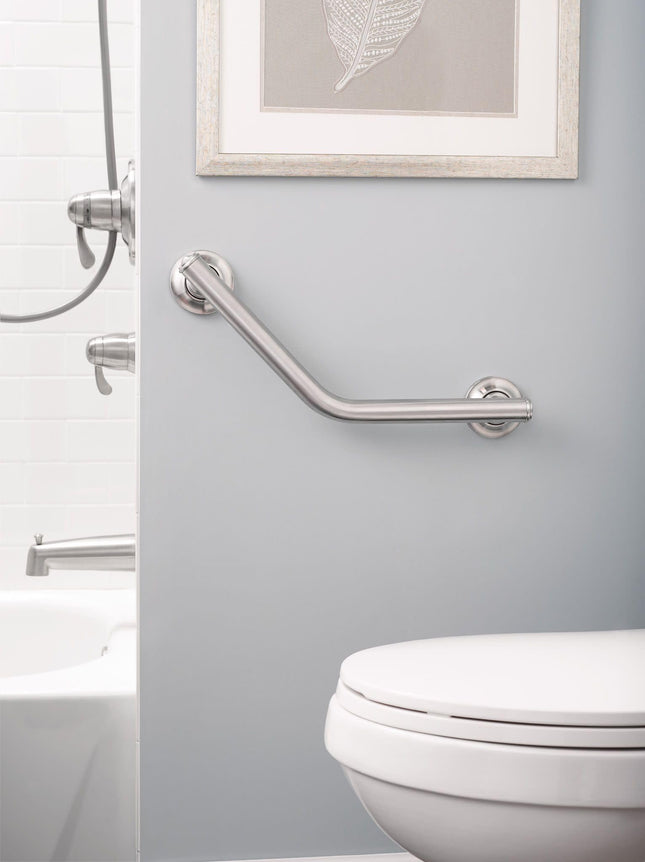 Barre d'appui coudée Moen R8716D1GBN Home Care de 40,6 cm, nickel brossé