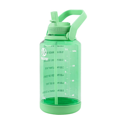 Bouteille d'eau de motivation Takeya de 1,9 L avec couvercle à paille et marqueur de temps, demi-gallon, plastique Tritan sans BPA de qualité supérieure, vert pistache