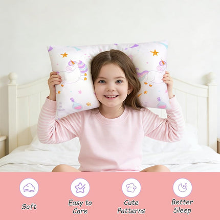UOMNY Toddler Pillowcases for 13X18 12x16 14x19 Pillow Unicorn Toddler Pillow Case for Girls 2 Pack Kids Pillowcase for Sleepy Pillows Travel Pillowcases Pink/White