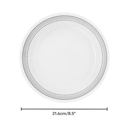 Ensemble de vaisselle Corelle (ensemble de 4 pièces, gris mystique) - Service pour 4 | Comprend 4 assiettes d'appoint | 80 % de verre recyclé | 3 fois plus durable, moitié moins encombrant et plus léger que la céramique traditionnelle