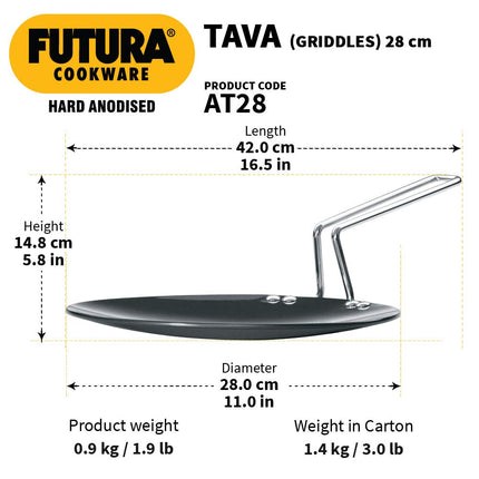 Hawkins-Futura Hard Anodized Concave Griddle Tava, 11-Inch Diameter,Black