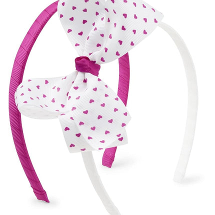 Gymboree Girls and Toddler Headbands and Hair Accessories, White Bow/Magenta Hb 2 Pack, One Size